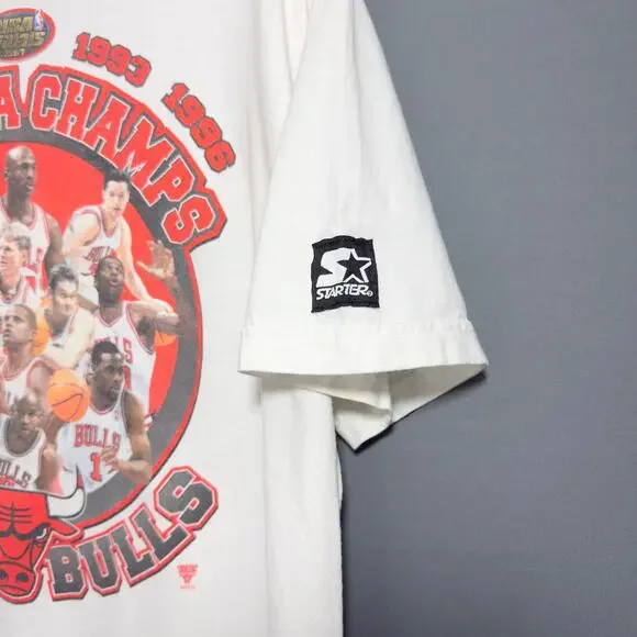 CHICAGO BULLS STARTER Vintage 90s 1997 NBA CHAMPS T-ShirtSize L Large